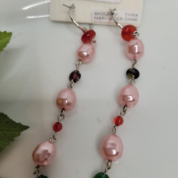 NWT Free People Regina Pearl Dangling Earrings Multicolor - Picture 5 of 7